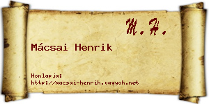 Mácsai Henrik névjegykártya