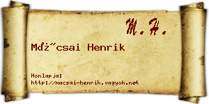 Mácsai Henrik névjegykártya